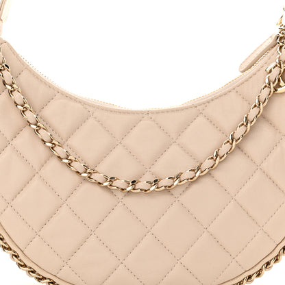 Chanel Lambskin Quilted Small Hobo Bag Light Beige 8 of 11