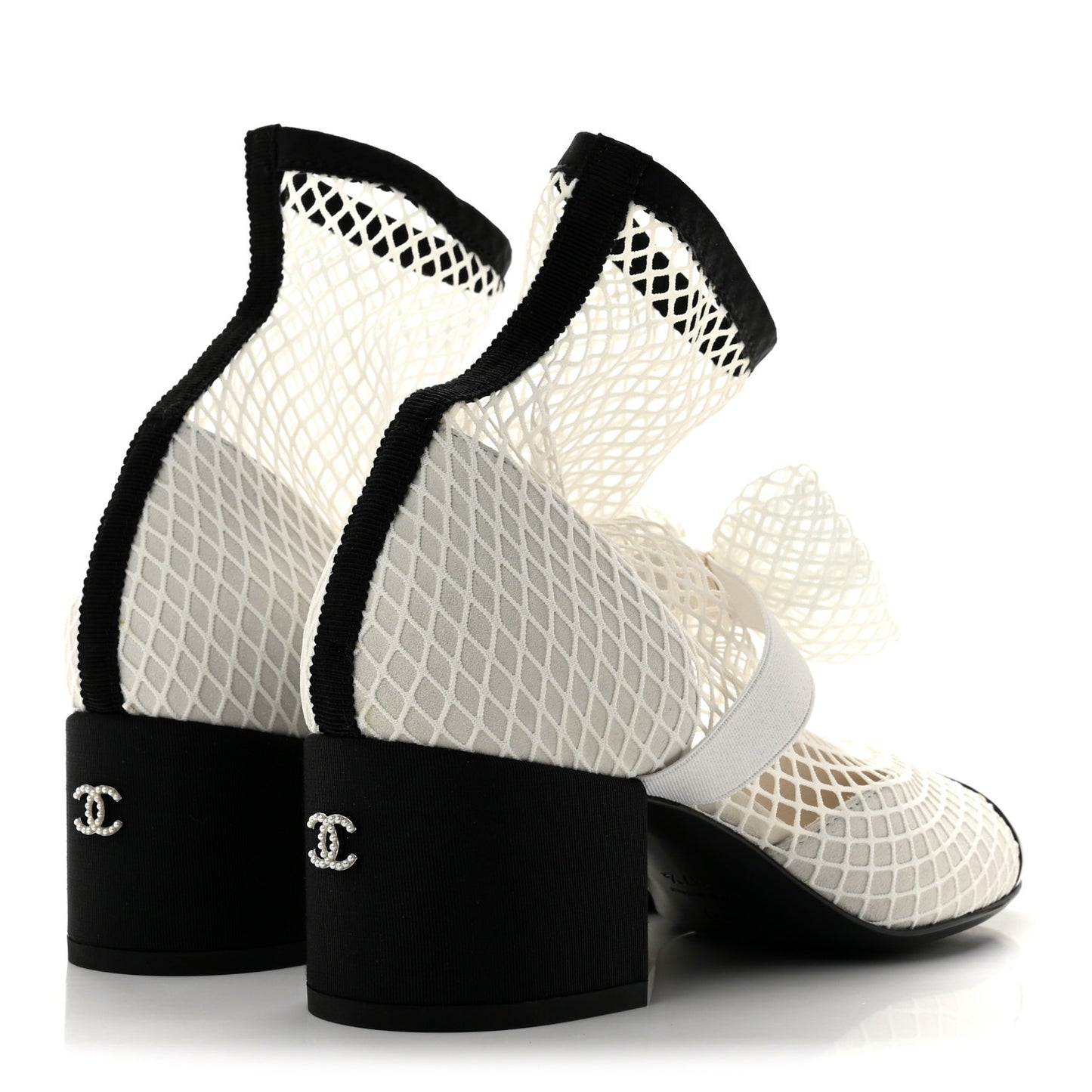Mesh Kid Suede Patent Mary Jane Short Boots 37.5 White Black
