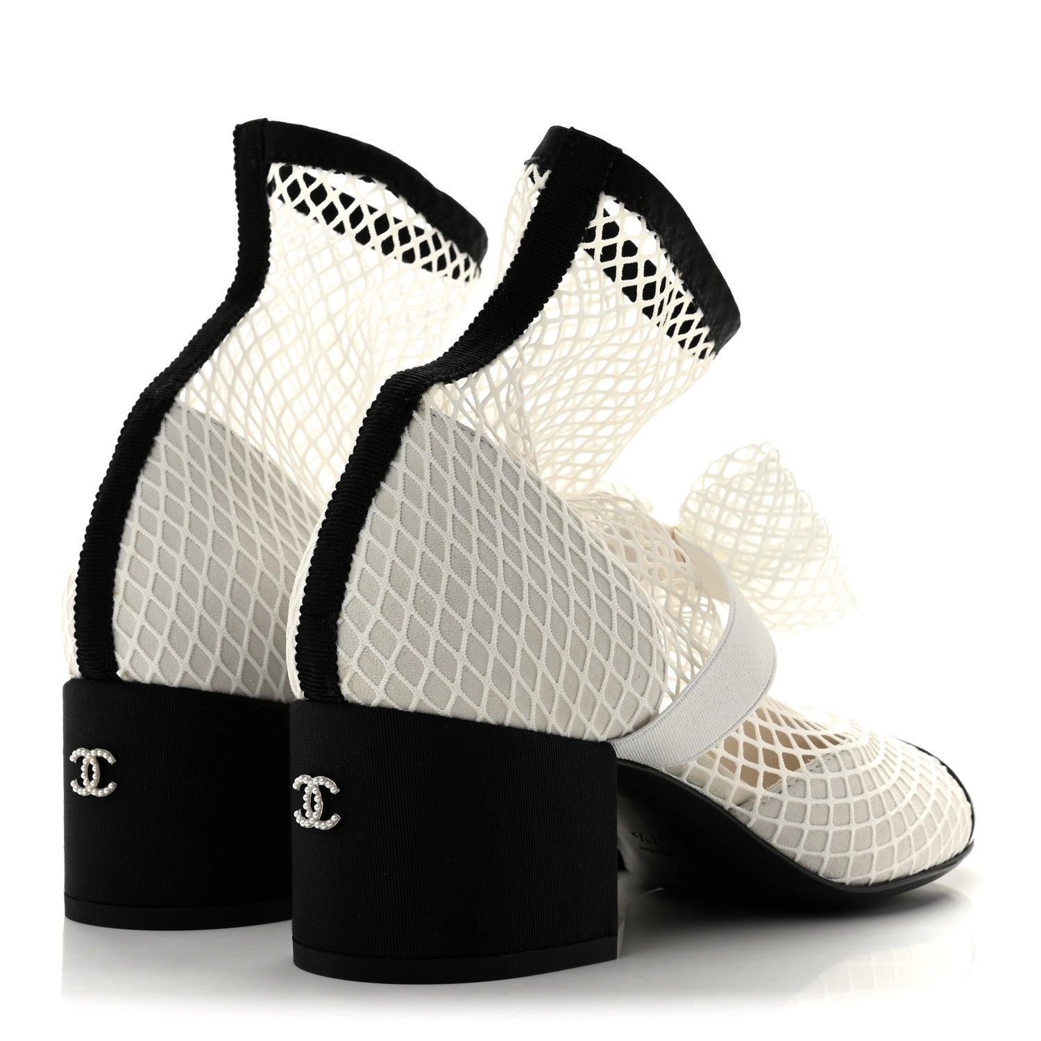 Chanel Mesh Kid Suede Patent Mary Jane Short Boots 37.5 White Black 5 of 9