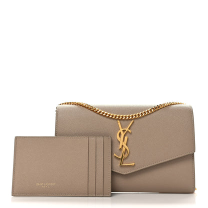 Saint Laurent Grain De Poudre Monogram Uptown Chain Wallet Dark Beige 12 of 12