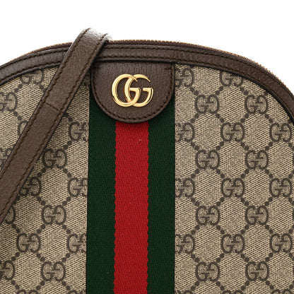 Gucci GG Supreme Monogram Textured Dollar Calfskin Web Small Ophidia Dome Shoulder Bag Beige Ebony New Acero 8 of 11