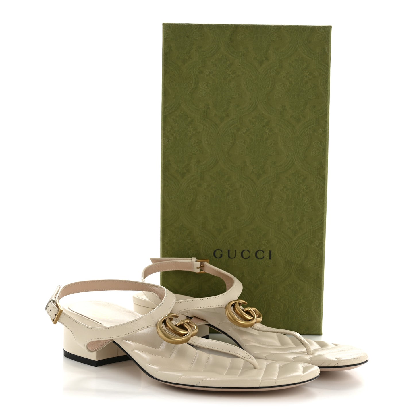 Nappa Matelasse Double G 35mm Thong Sandals 40 Mystic White