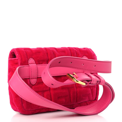 Fendi Velvet FF Embossed Hip Belt Baguette Bag Fuxia 3 of 9