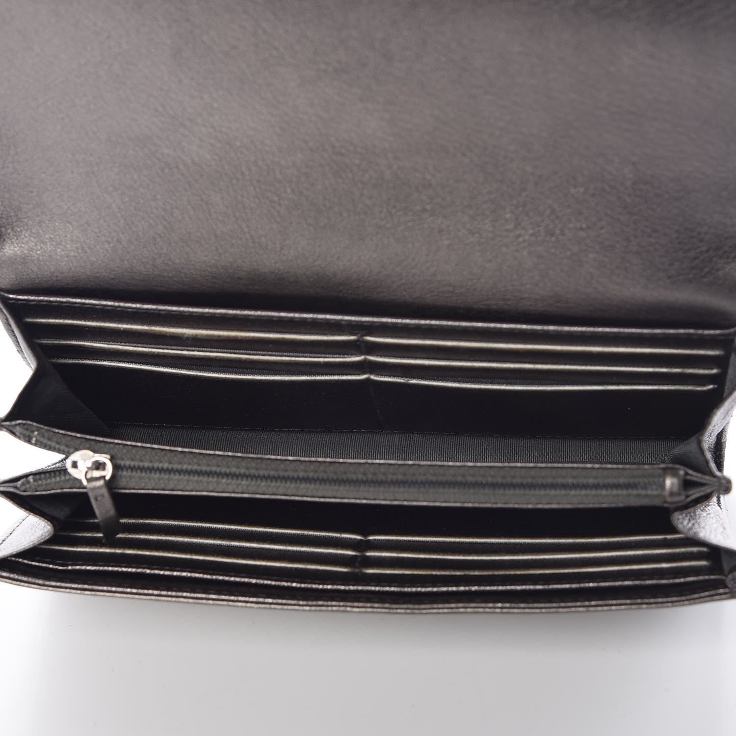 Chanel Calfskin Quilted Large Diamond CC Flap Wallet Dark Silver 5 of 19