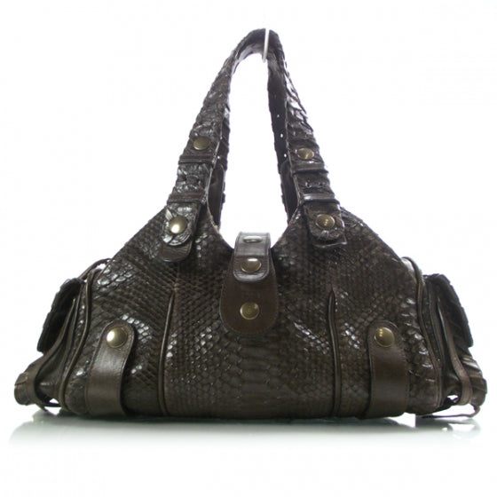 Chloe Python Silverado Shoulder Bag Dark Brown 1 of 12