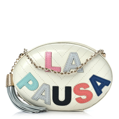 Chanel Embroidered Lambskin Chevron Quilted La Pausa Evening Bag White 1 of 9