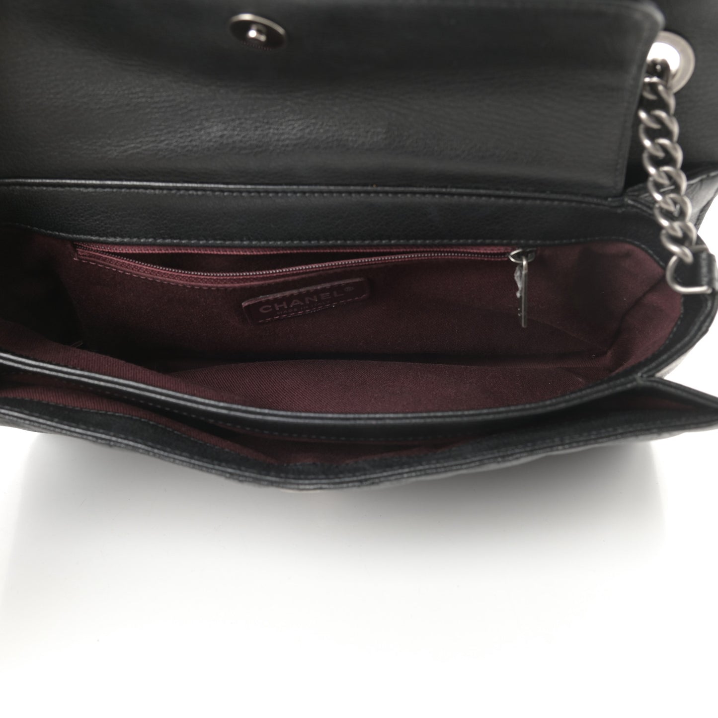 Goatskin Quilted Large Perfect Edge Flap Black