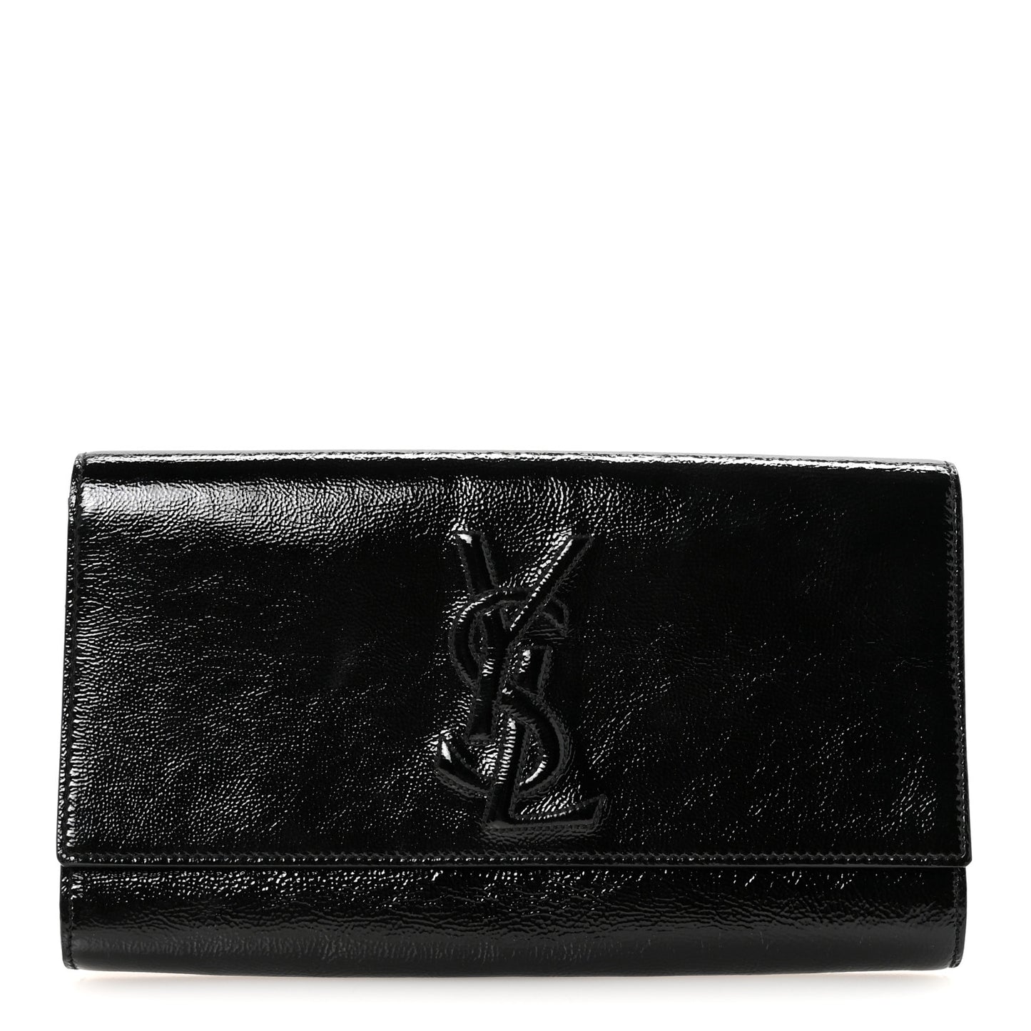 Textured Patent Monogram Large Belle De Jour Clutch Black