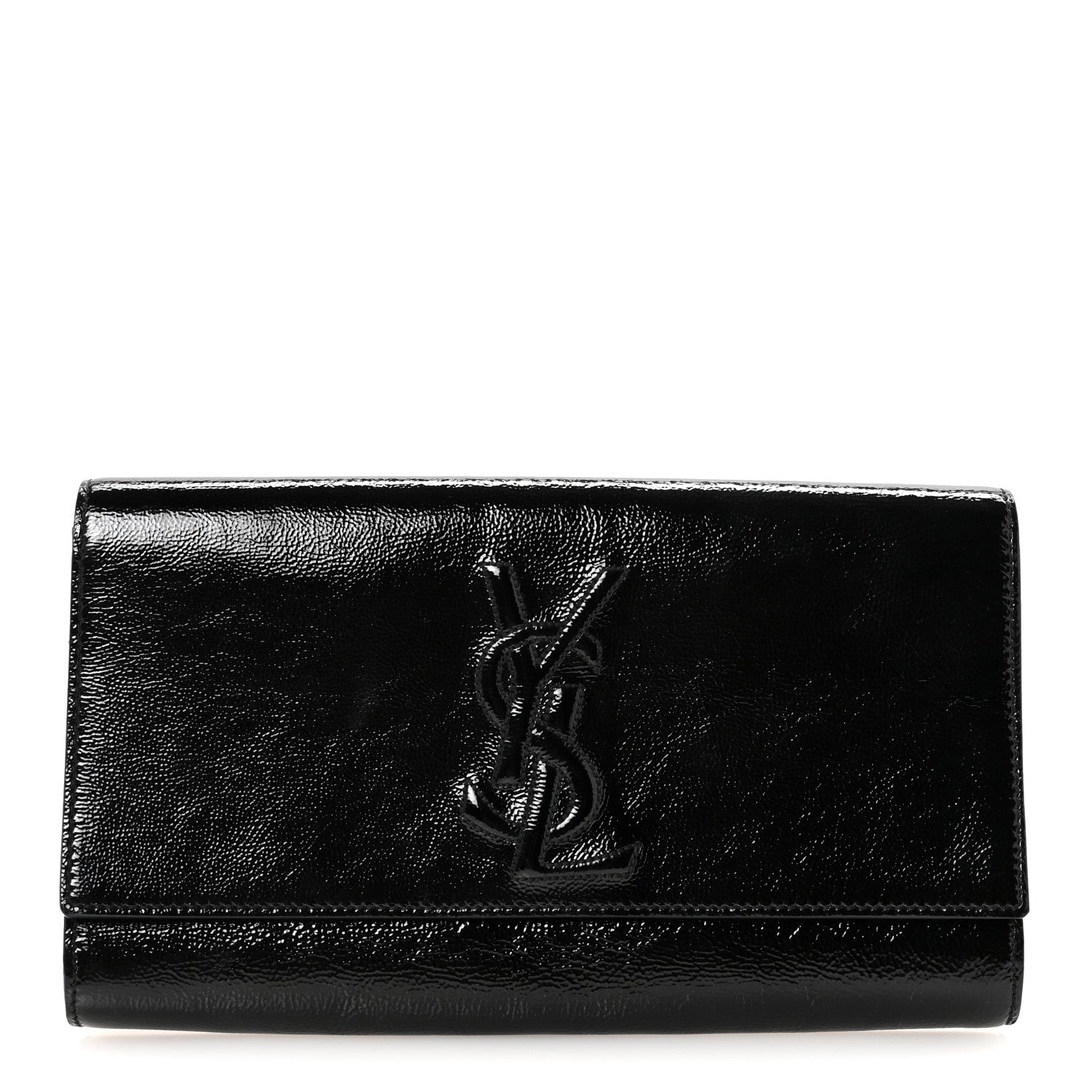 Saint Laurent Textured Patent Monogram Large Belle De Jour Clutch Black 1 of 6