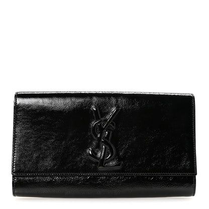 Saint Laurent Textured Patent Monogram Large Belle De Jour Clutch Black 1 of 6
