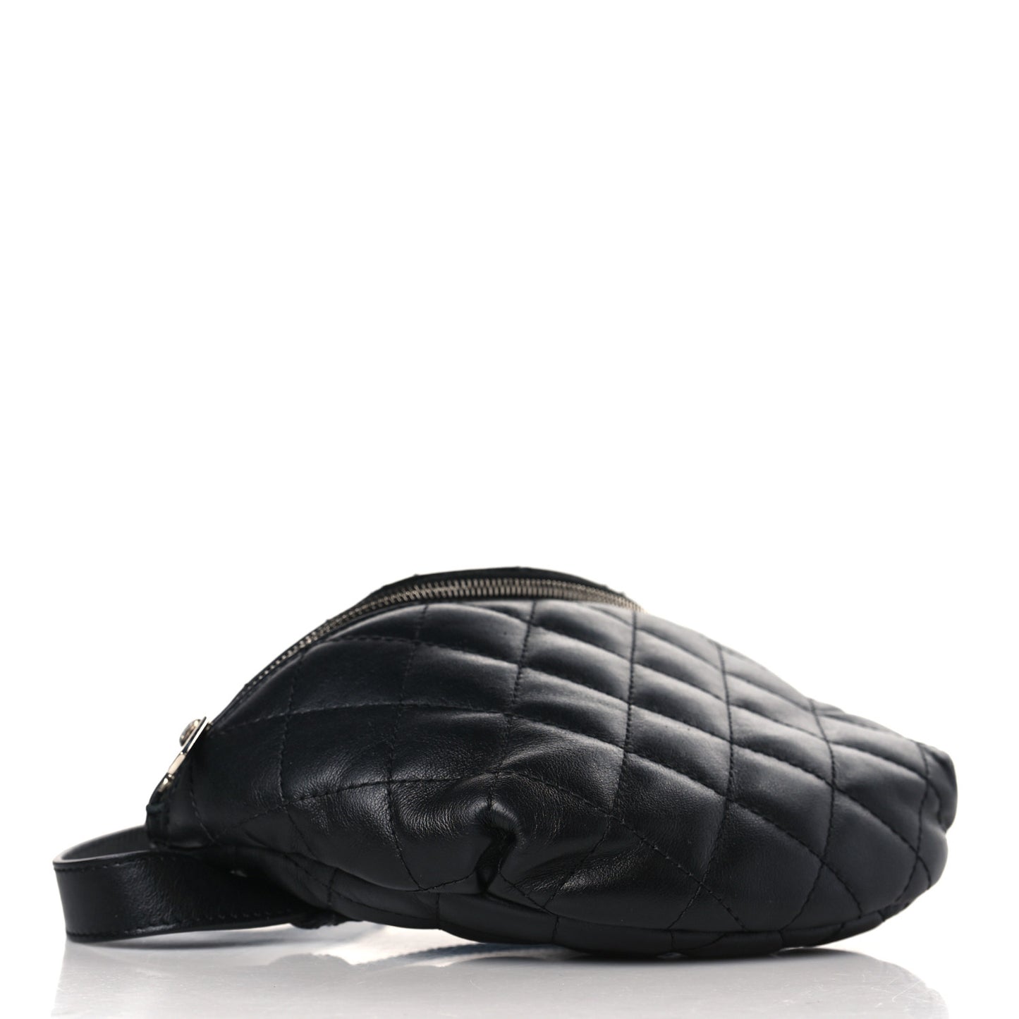 Calfskin Quilted Waist Belt Bag Black
