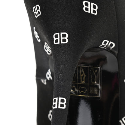 Balenciaga Crepe Satin BB Allover Logo Knife 100mm Pumps 40 Black 10 of 10