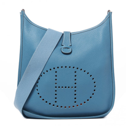 Hermes Taurillon Clemence Evelyne II PM Blue Jean 1 of 8