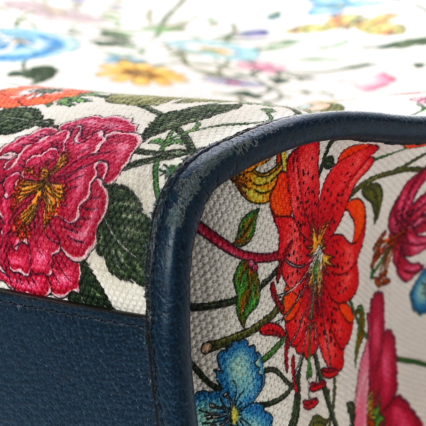 Canvas Large Flora Tote Navy Multicolor