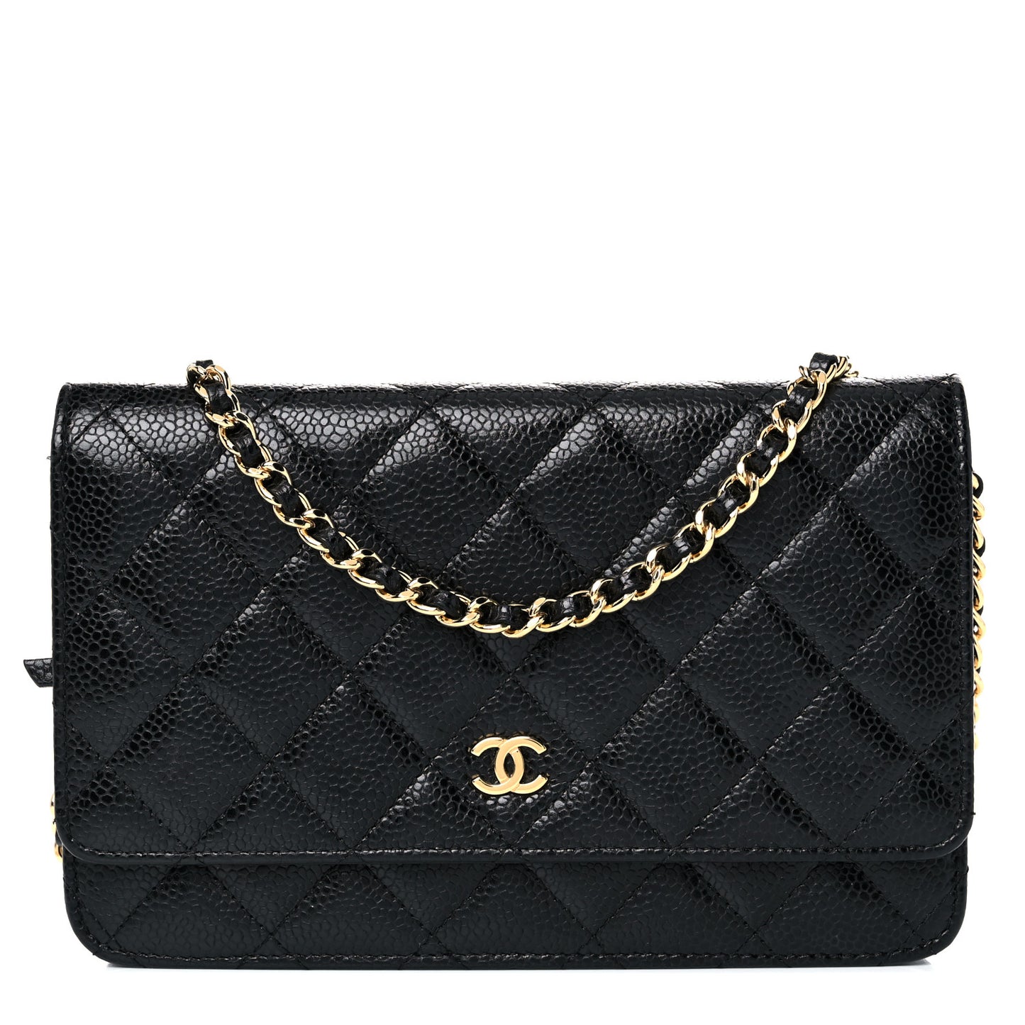 Caviar Quilted Wallet On Chain WOC Black