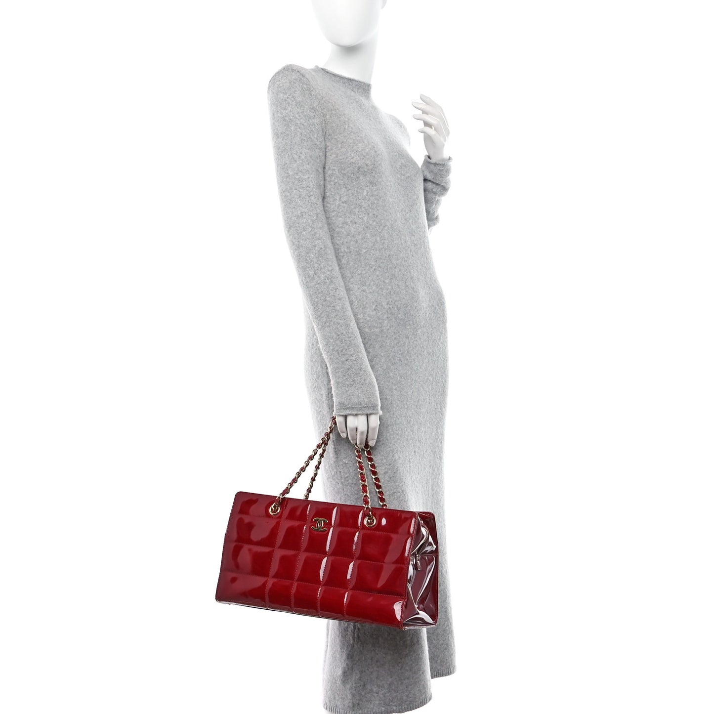Patent Chocolate Bar East West Tote Red