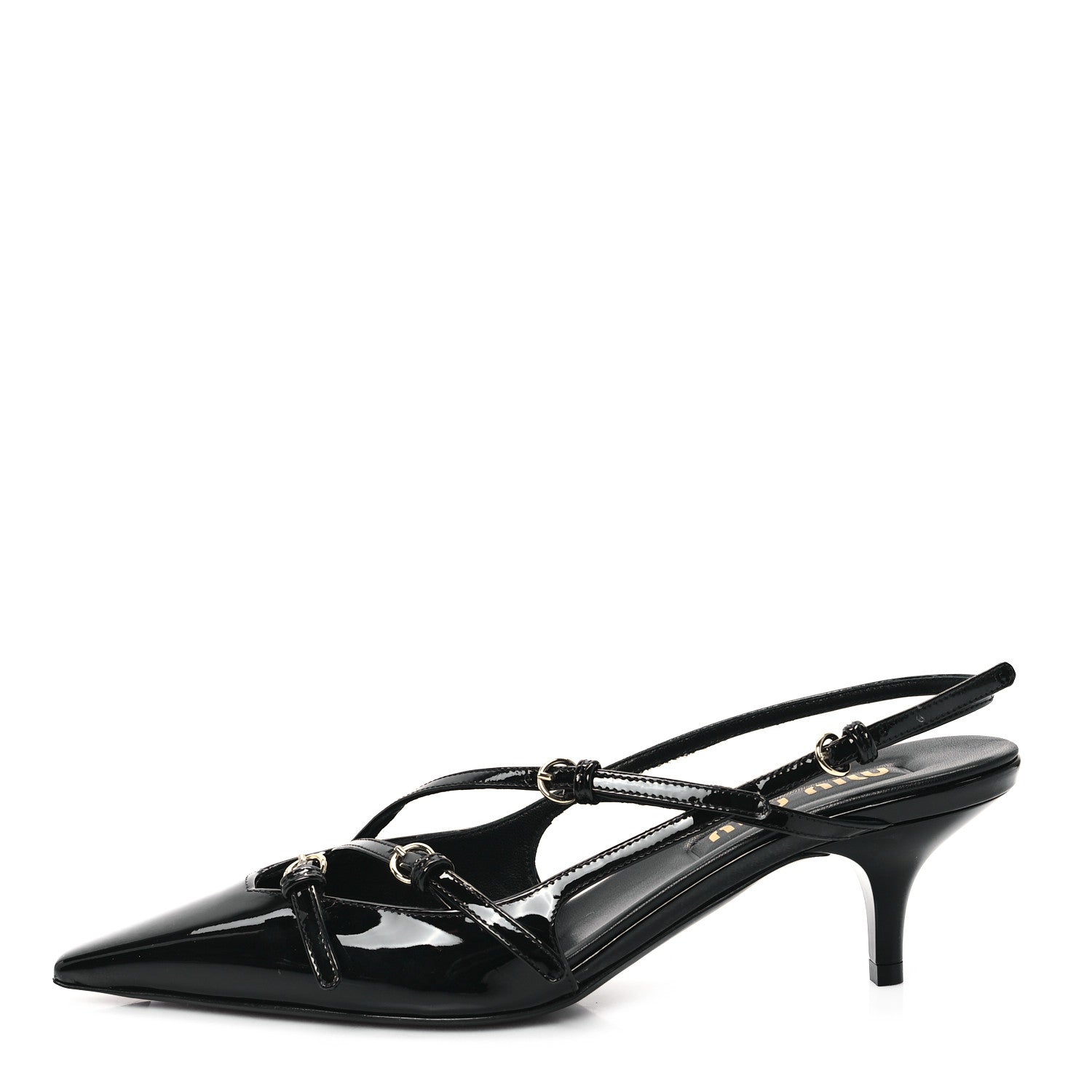 Miu Miu Vernice Buckle 55mm Slingback Pumps 36 Black 1 of 10