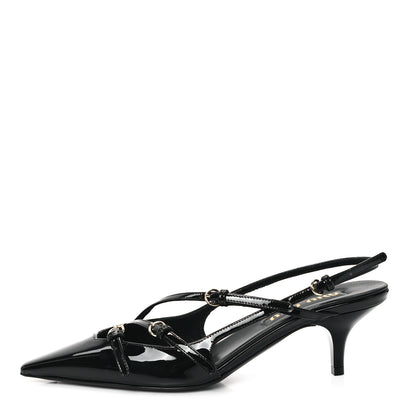Miu Miu Vernice Buckle 55mm Slingback Pumps 36 Black 1 of 10