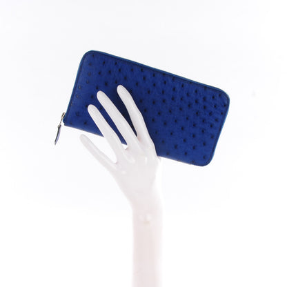 Hermes Ostrich Azap Wallet Bleu Iris 2 of 12