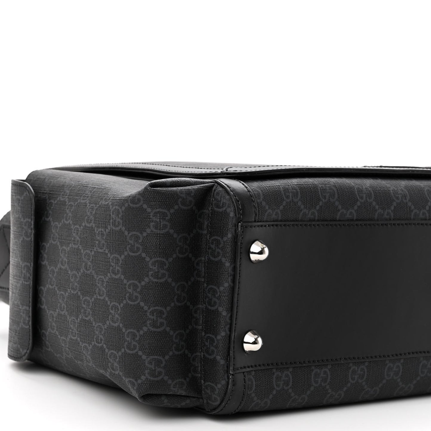 GG Supreme Monogram Web Messenger Diaper Bag Black Grey