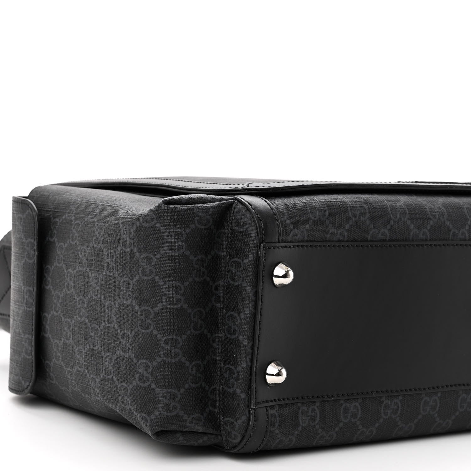 Gucci GG Supreme Monogram Web Messenger Diaper Bag Black Grey 9 of 10