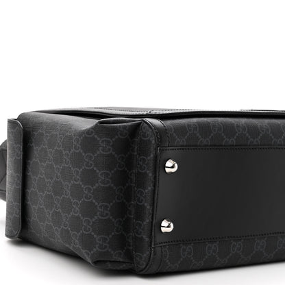 Gucci GG Supreme Monogram Web Messenger Diaper Bag Black Grey 9 of 10