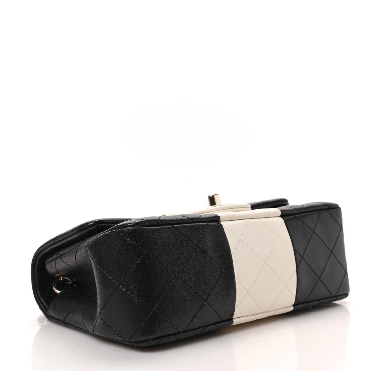 Lambskin Quilted Mini Rectangular Flap Black White