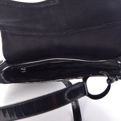 Christian Dior Canvas Patent Calfskin Saddle Bag Black 5 of 8