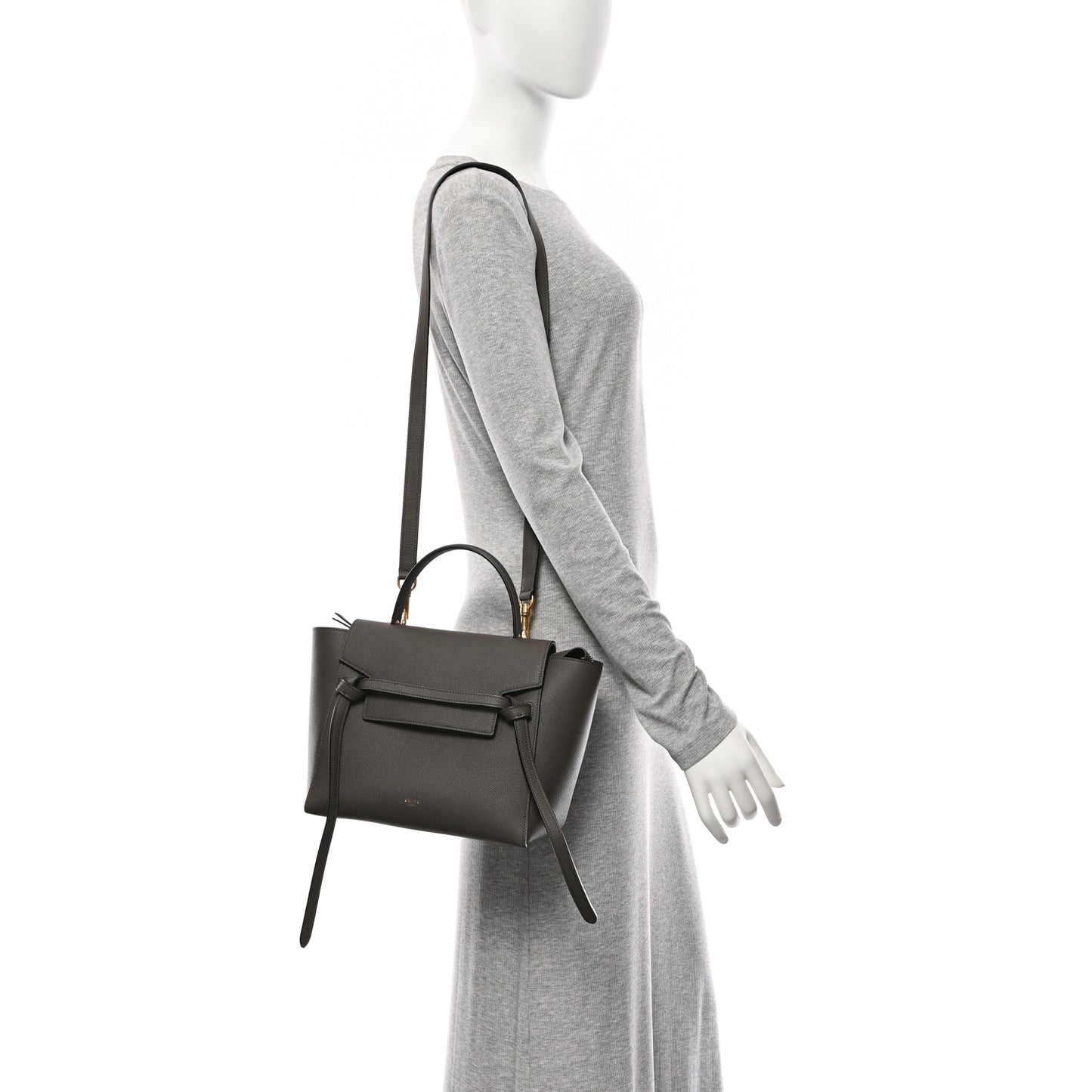 Grained Calfskin Micro Belt Bag Grey