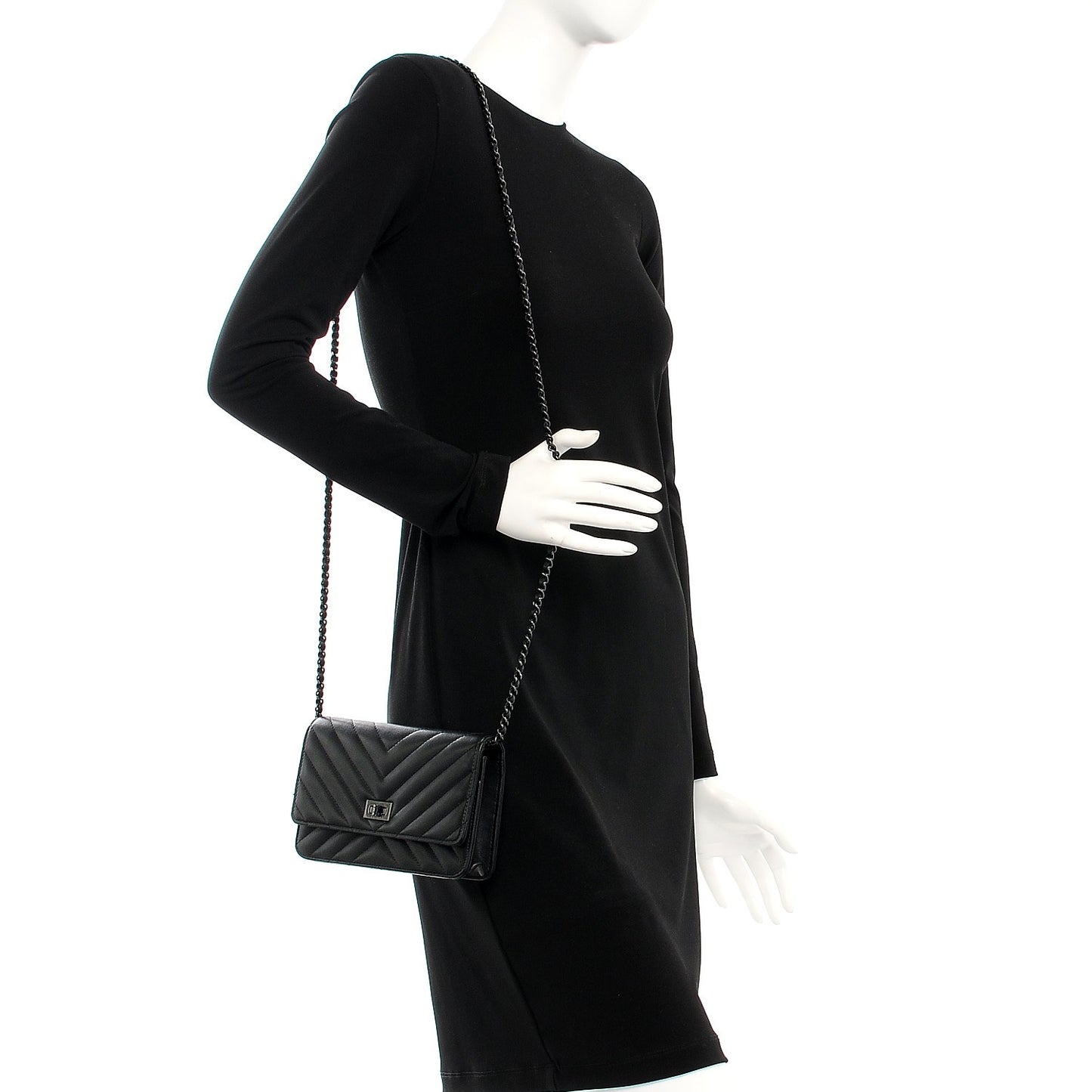 Sheepskin Chevron Reissue Wallet On Chain WOC So Black