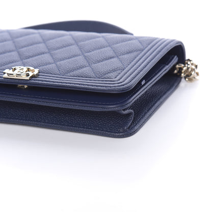 Chanel Caviar Quilted Boy Wallet On Chain WOC Navy 10 of 12