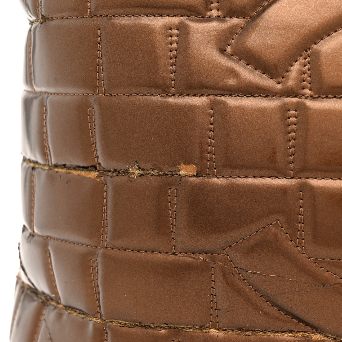 Vinyl Quilted Large Frozen Tote Bronze