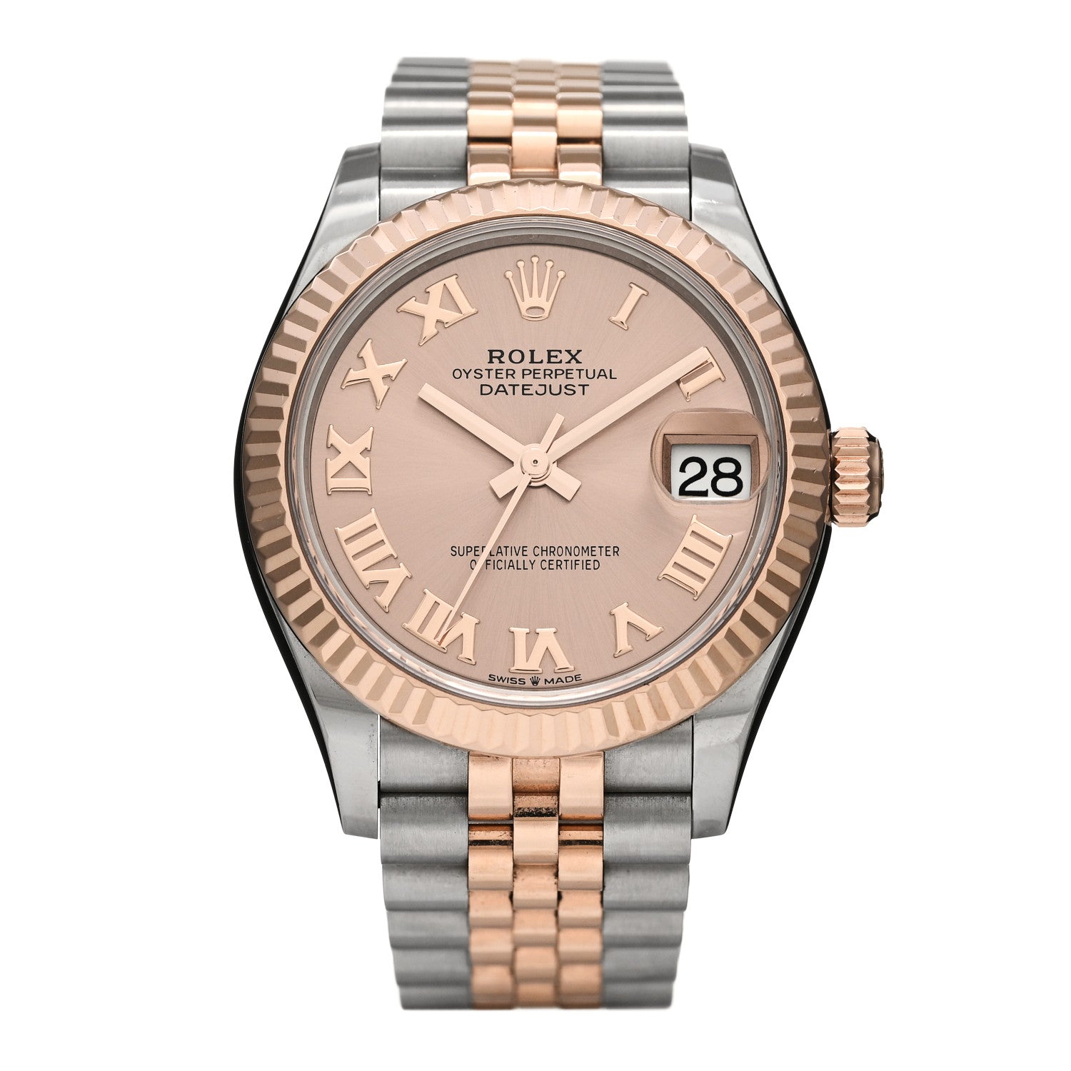 Rolex Stainless Steel 18K Everose Gold 31mm Oyster Perpetual Datejust Watch Sundust Roman 278271 1 of 4