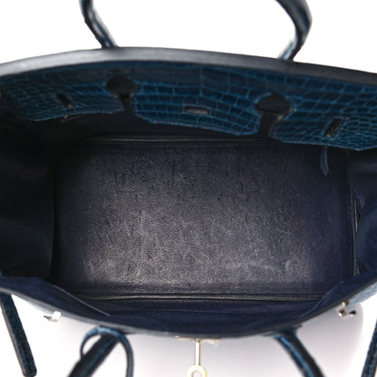 Hermes Shiny Porosus Crocodile Horseshoe Birkin 35 Bleu Roi Bleu Abysse 5 of 10