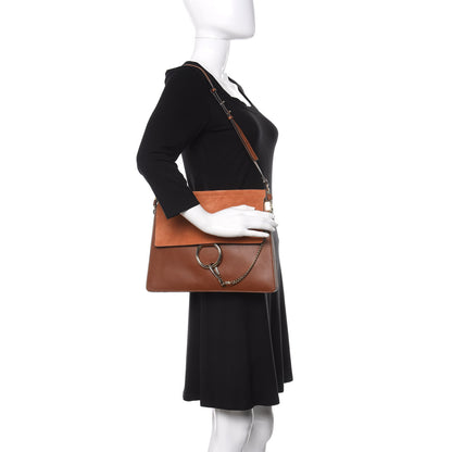 Chloe Suede Calfskin Medium Faye Shoulder Bag Tobacco 2 of 9