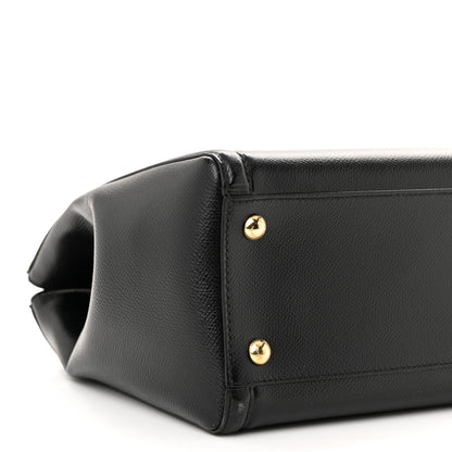 Salvatore Ferragamo Hammered Calfskin Vara Bow Chain Tote Black 8 of 9