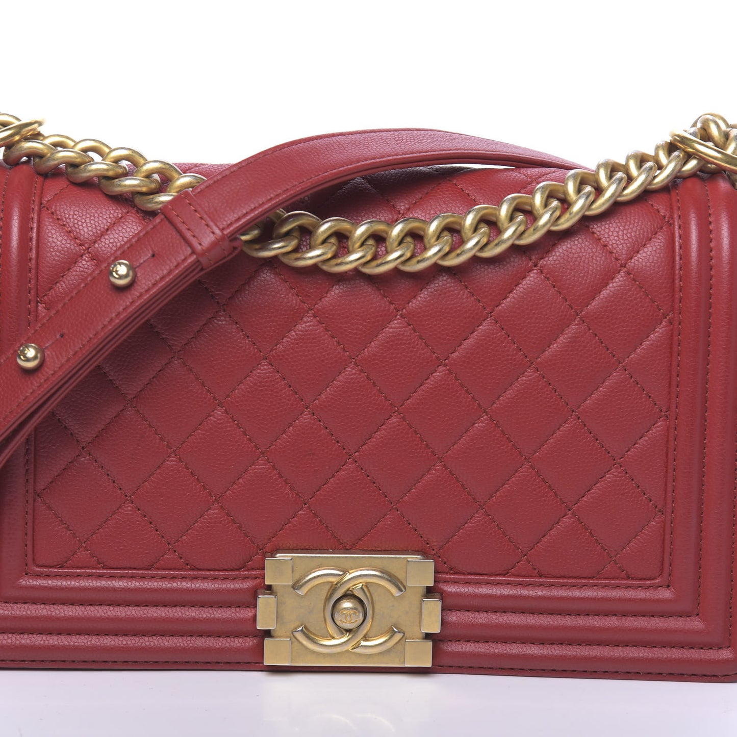 Caviar Quilted Medium Boy Flap Red