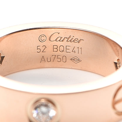 Cartier 18K Pink Gold 3 Diamond 5.5mm LOVE Ring 52 6 4 of 6