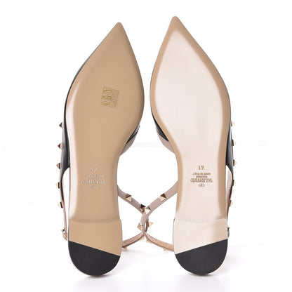 Valentino Garavani Nappa Rockstud Slingback Flats 41 Black Poudre 5 of 8