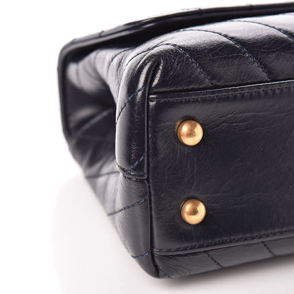 Chanel Calfskin Chevron Quilted Mini Coco Handle Flap Blue 8 of 10