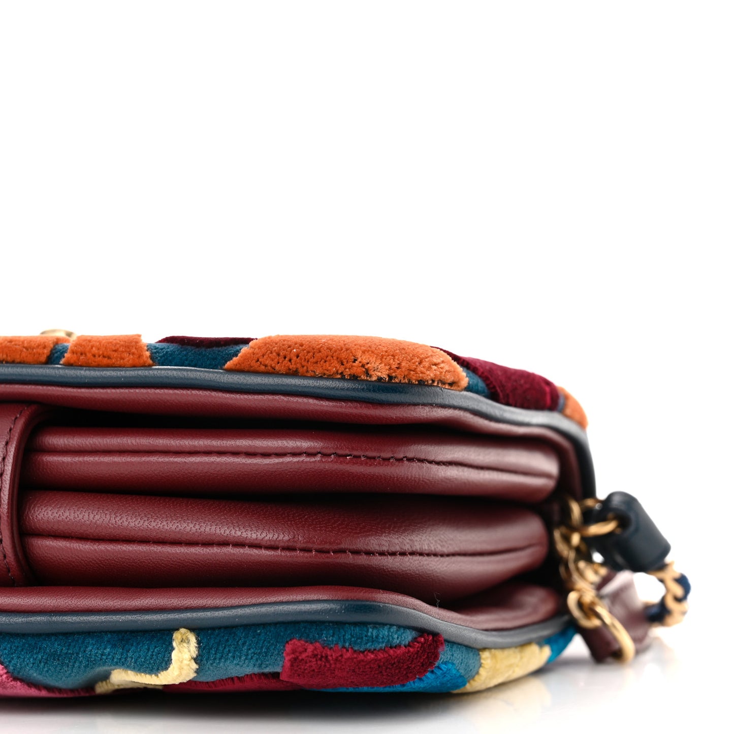 Velvet Lambskin Mini Camellia Flap Black Burgundy