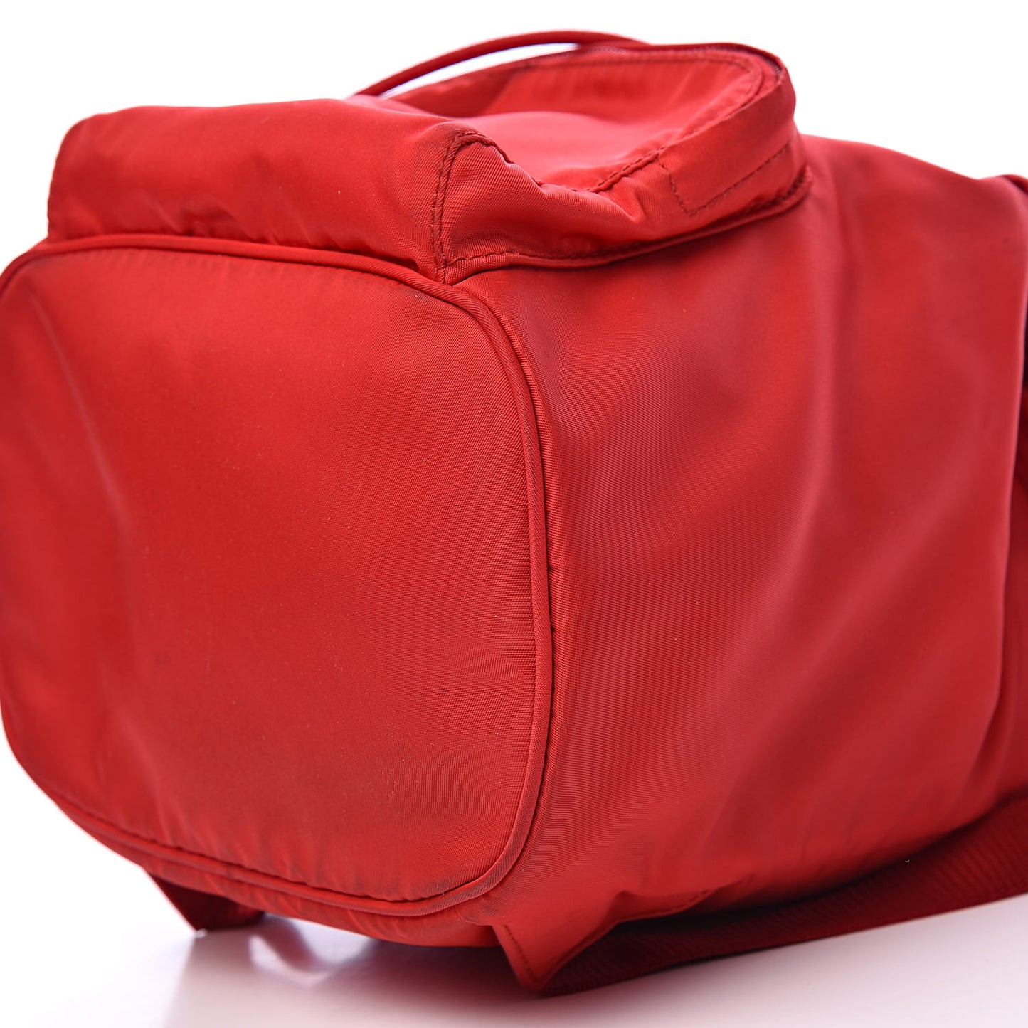 Tessuto Nylon Vela Saffiano Mini Single Snap Buckle Backpack Rosso