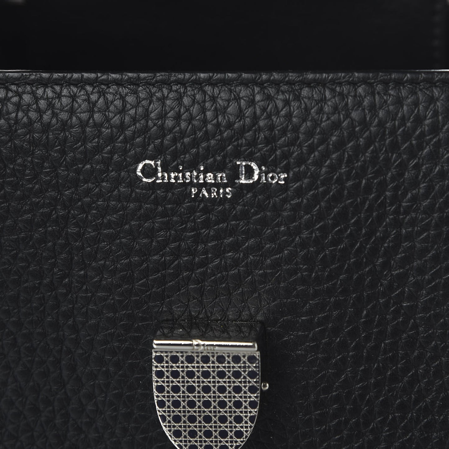 Grained Calfskin Large Diorever Flap Black