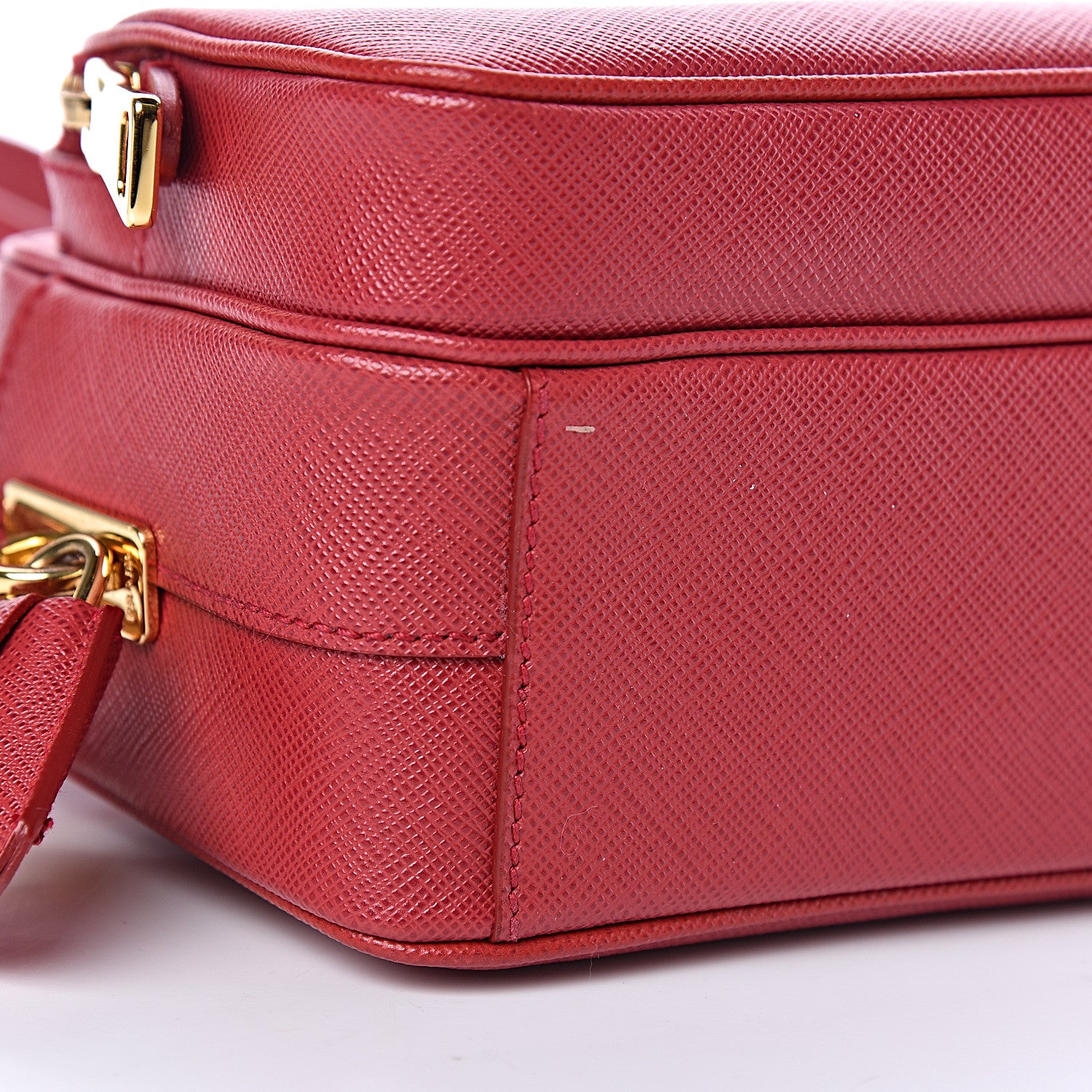 Prada Saffiano Lux Double Zip Crossbody Bag Fuoco 9 of 12