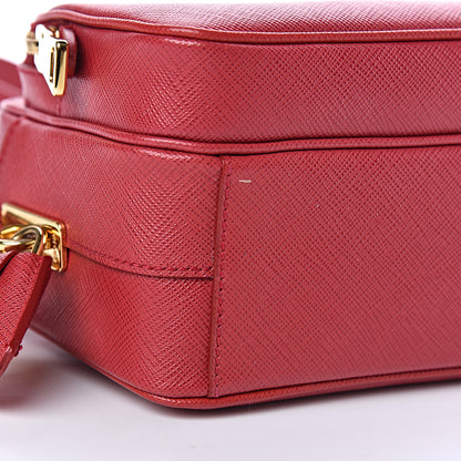 Prada Saffiano Lux Double Zip Crossbody Bag Fuoco 9 of 12