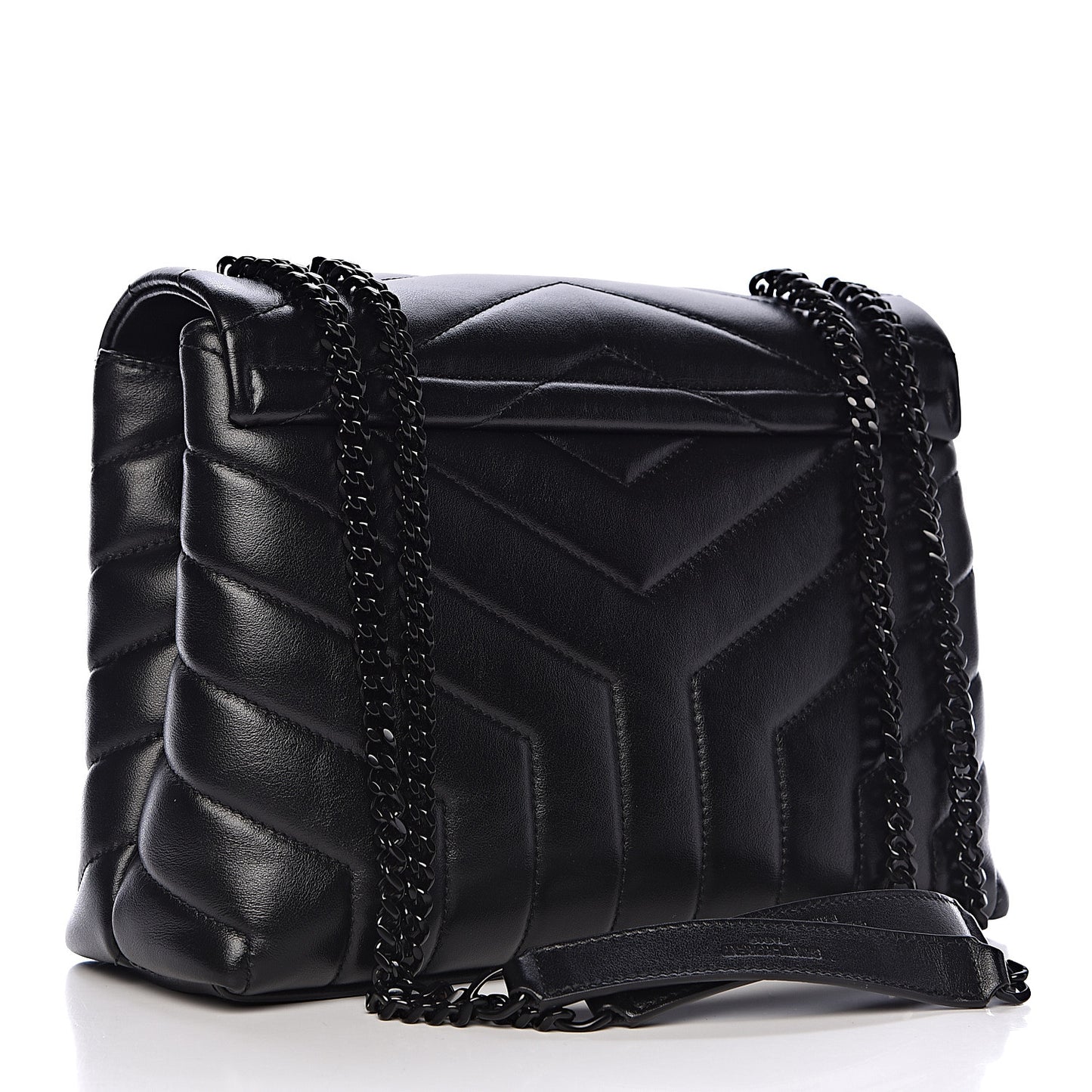 Calfskin Y Quilted Monogram Small Loulou Chain Satchel Black