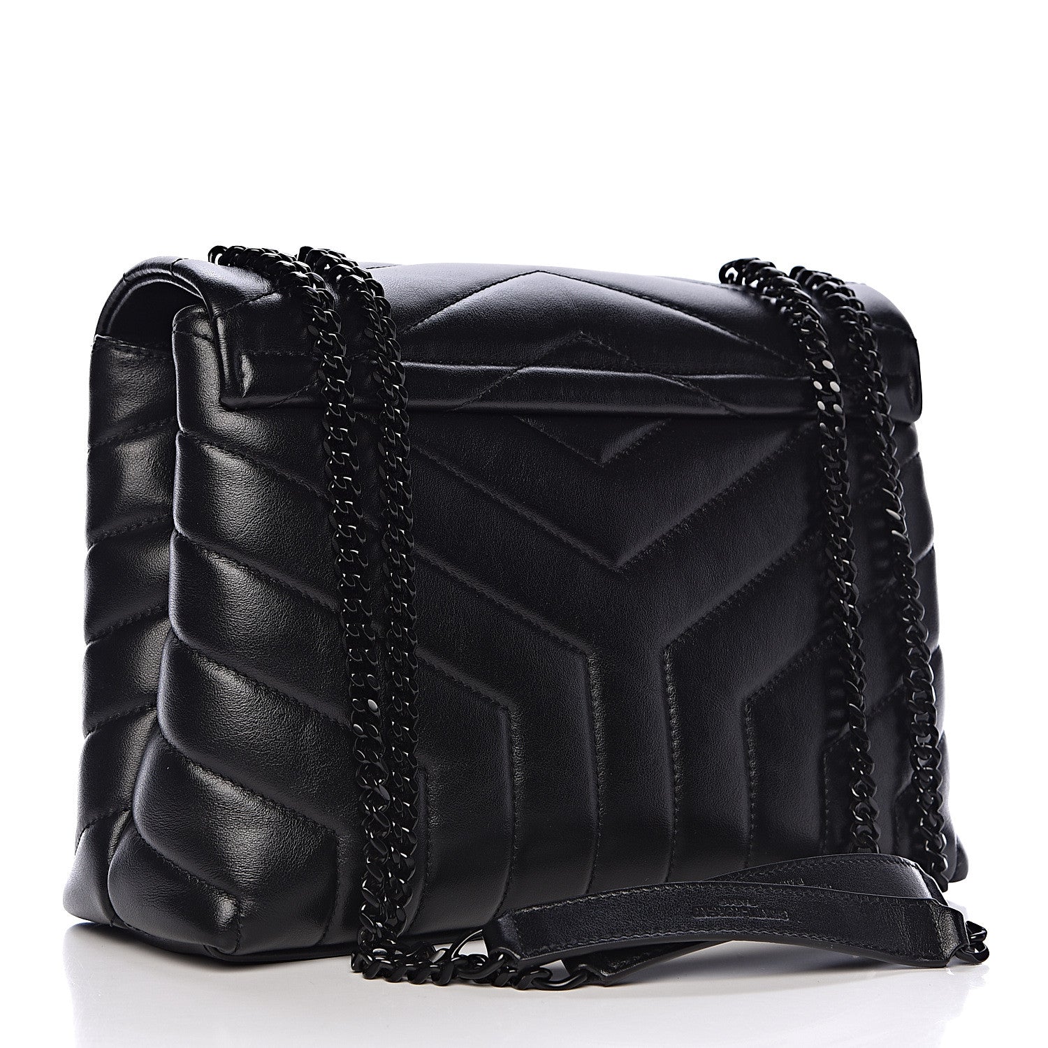 Saint Laurent Calfskin Y Quilted Monogram Small Loulou Chain Satchel Black 3 of 10