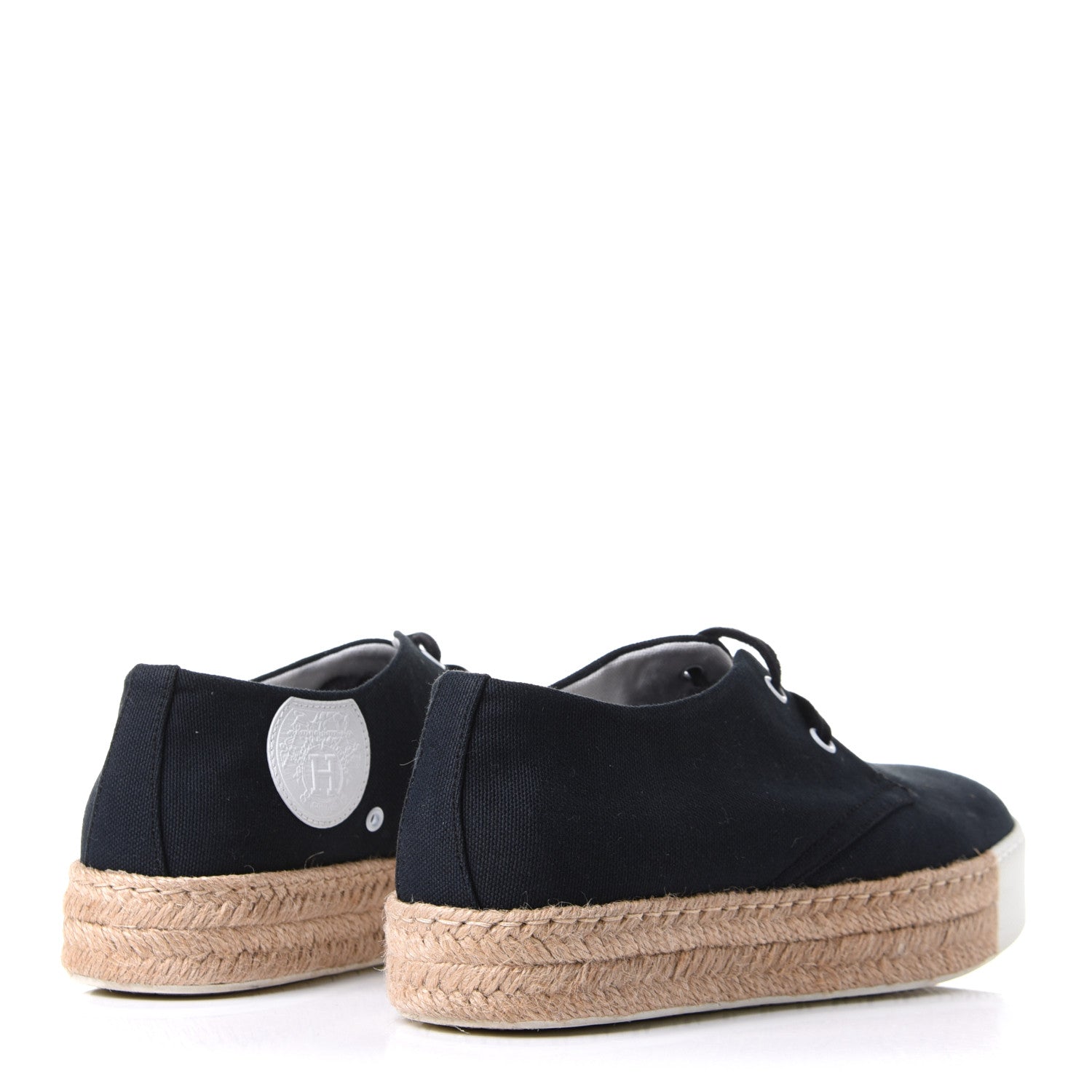 Hermes Cotton Canvas Womens Rosa Espadrille Sneakers 36 Black 7 of 18