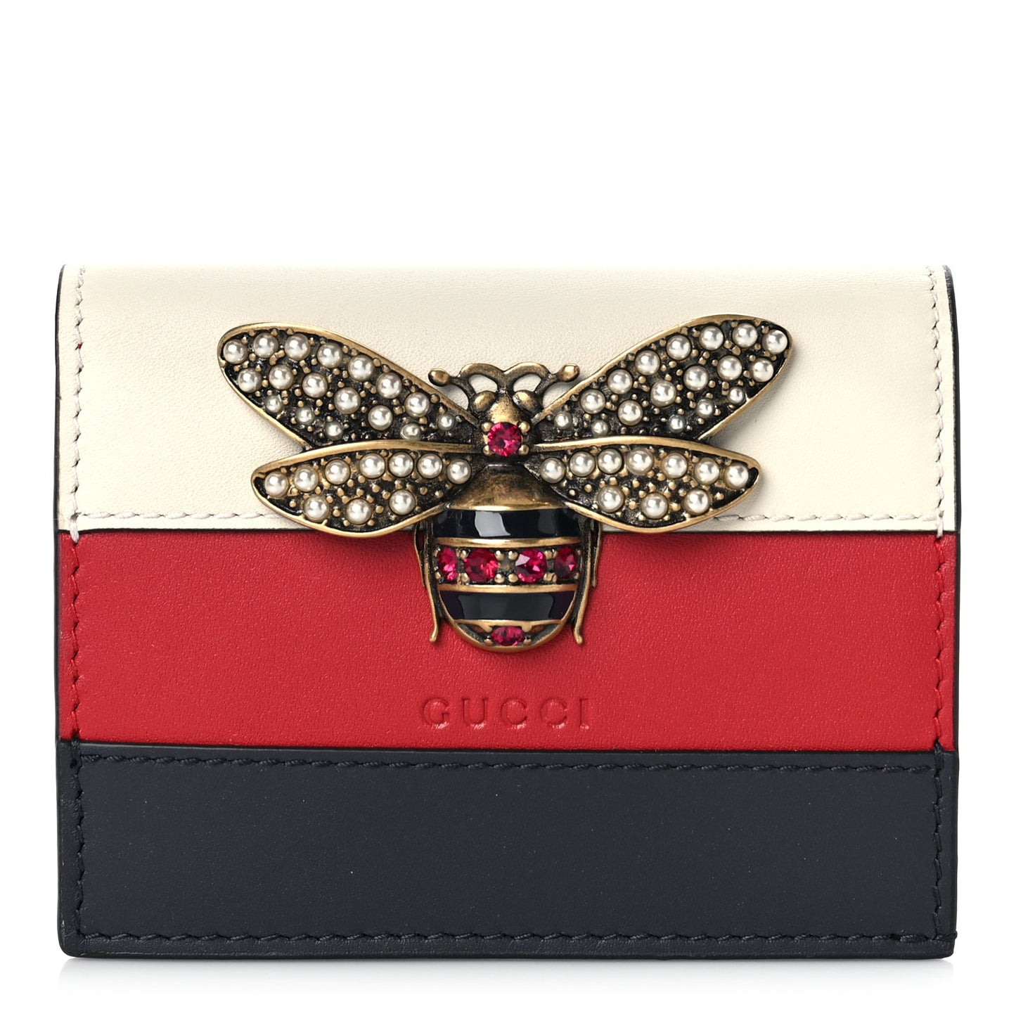 Calfskin Queen Margaret Card Case Wallet Blue Agata Hibiscus Red Mystic White