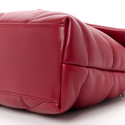 Saint Laurent Lambskin Quilted Medium Loulou Puffer Monogram Chain Satchel Opyum Red 11 of 11